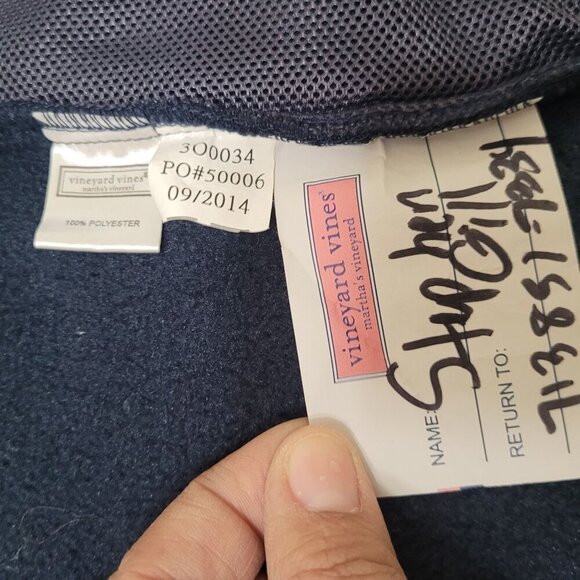 Vineyard Vines Boys Fleece Vest Navy Blue Whale Size M 12-14 - Picture 9 of 9
